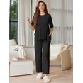 thumbnail image 3 of Ekouaer Lounge Sets for Women Short Sleeve Tops and Long Pants Soft Comfy Pajamas Set 2 Piece Outfits, 3 of 6