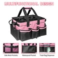 thumbnail image 6 of Large Canvas Cleaning Bag With Handle And Crossbody Strap, Multifunctional Storage Tool Bag For Cleaning Supplies, Roomy Divided Caddy For Home Office Organization, Pink White, 17.7 x 10.2 x 9 In, 6 of 6