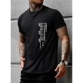 thumbnail image 1 of Letter Graphic Men's Short Sleeve T-shirt, Comfy Stretchy Trendy Tees For Summer, Casual Daily Style Fashion Clothing, 1 of 4