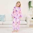 thumbnail image 5 of Fluffy Pajamas Set Fuzzy Winter Warm Pj Sets Pullover Tops and Long Pants Watercolor Purple Bows X-Small, 5 of 8