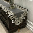 thumbnail image 1 of Oval Lace Table Runner Embroidered TV Cabinet Tablecloth Pendant Tassel Dresser, 1 of 2