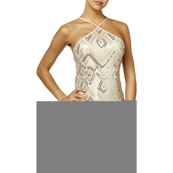 Crystal Doll Womens Juniors Bodycon Mini Cocktail Dress Beige 3