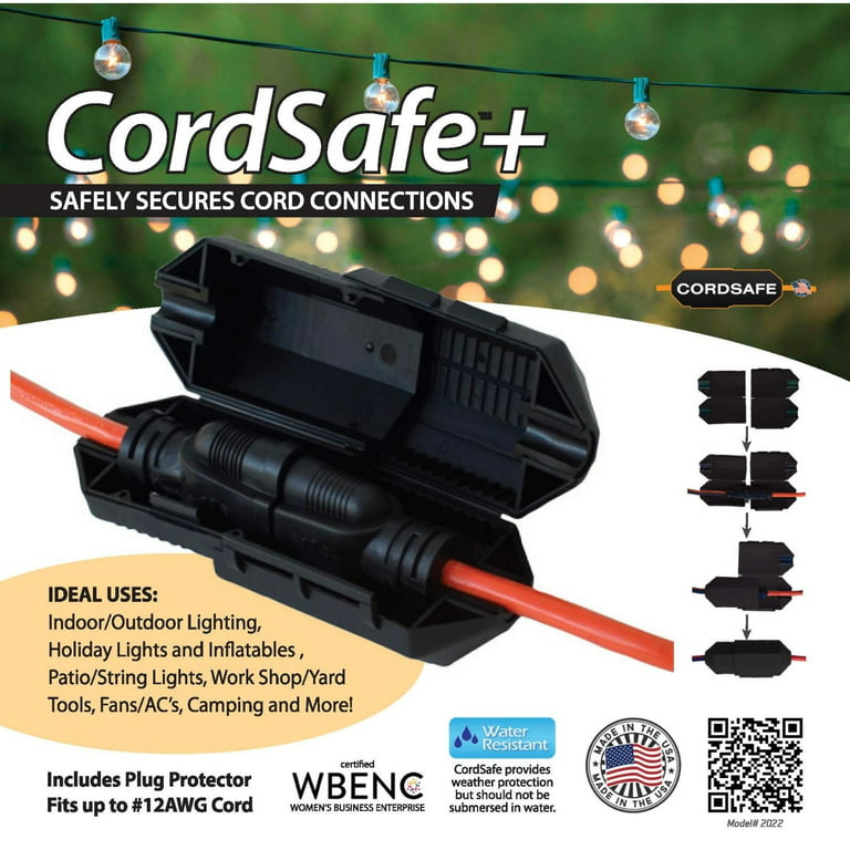 Cordsafe Electrical Extension Cord Protective Safety Cover Water-Resistant Indoor Outdoor Black 2360