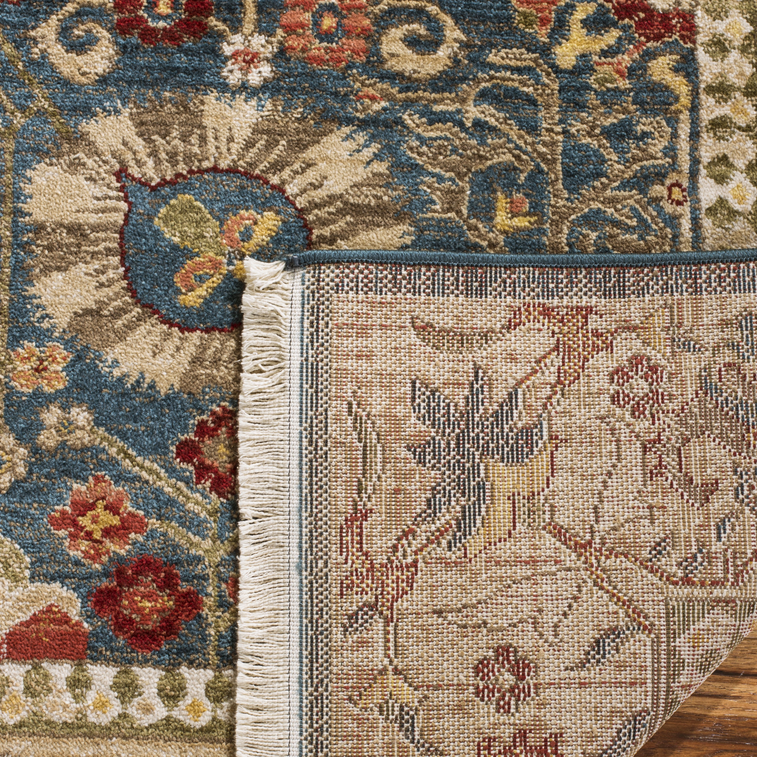 SAFAVIEH Kashan Vaska Oriental Runner Rug, Blue/Tan, 2'6" x 12'