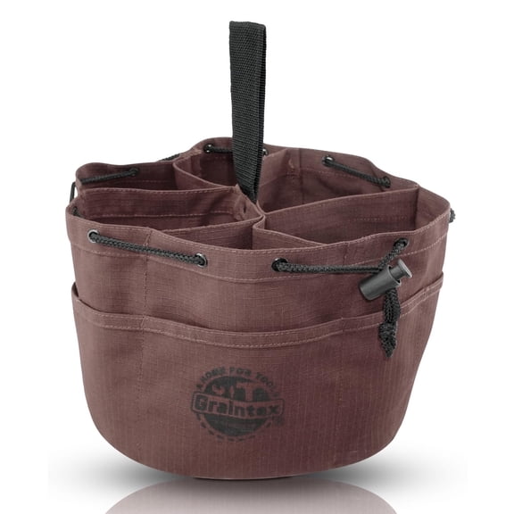 Graintex 18 Pocket Rip-Stop Canvas Drawstring Organizer Pouch for Small Tools, Screws, Parts – Efficient Storage for Job Site or Home