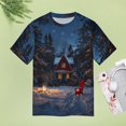 thumbnail image 4 of Christmas Snowman Snow House Women's T-Shirt Short Sleeve T Shirts Tops Tee Ladies Loose T, 4 of 6