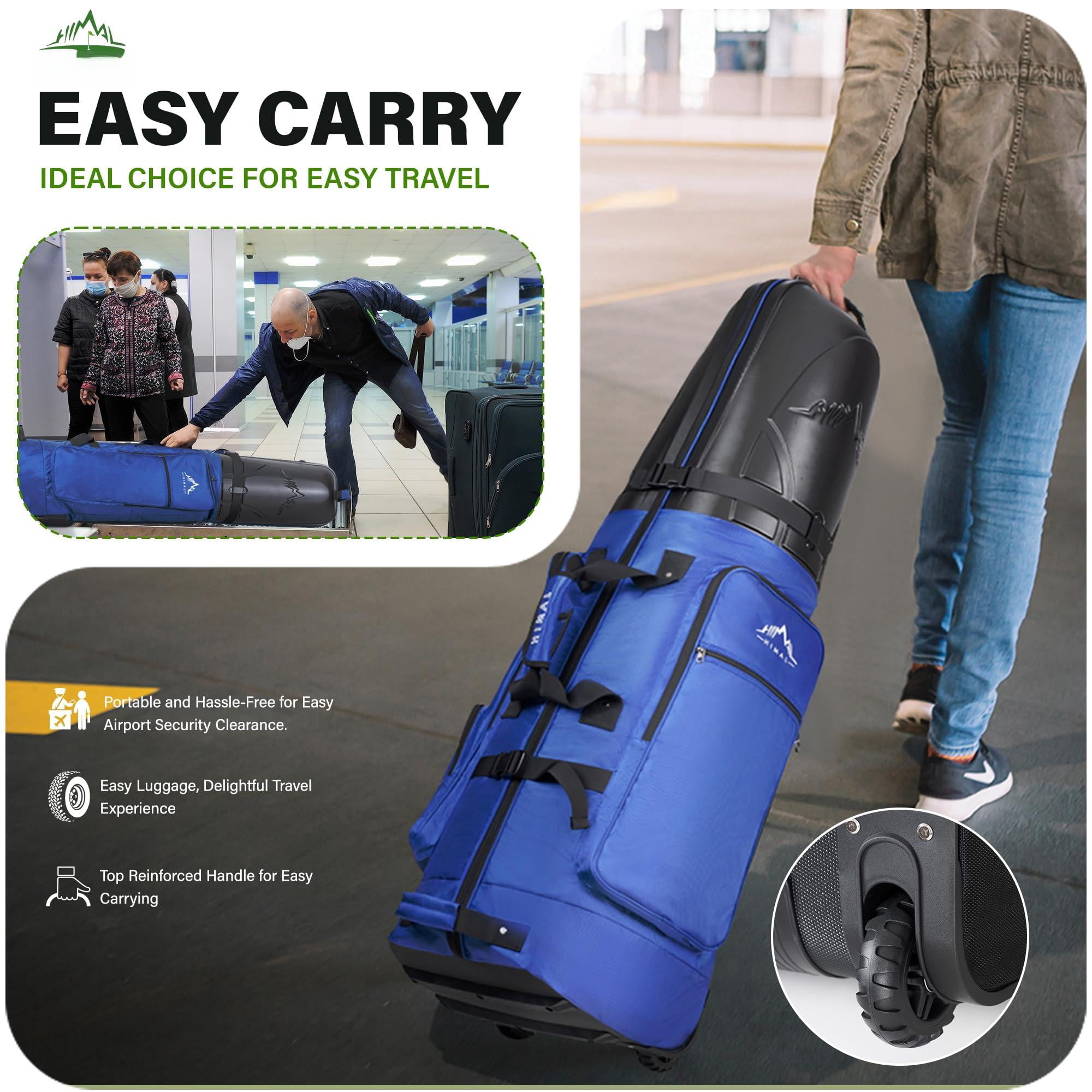 Golf Travel Bag With Hard Case Top  1680d Heavy Duty Oxford Club Bags For Airlines Wheels Easy To Maneuver