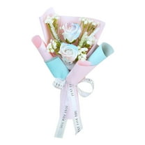 Valentine's Day Handmade Crochet Rose Flower Bouquet Artificial Knitted Rose Gift with Gypsophila Lavender and Ribbon Bow for Wife Mother Girlfriend for Wedding Valentines Mother's Day (Multicolor)