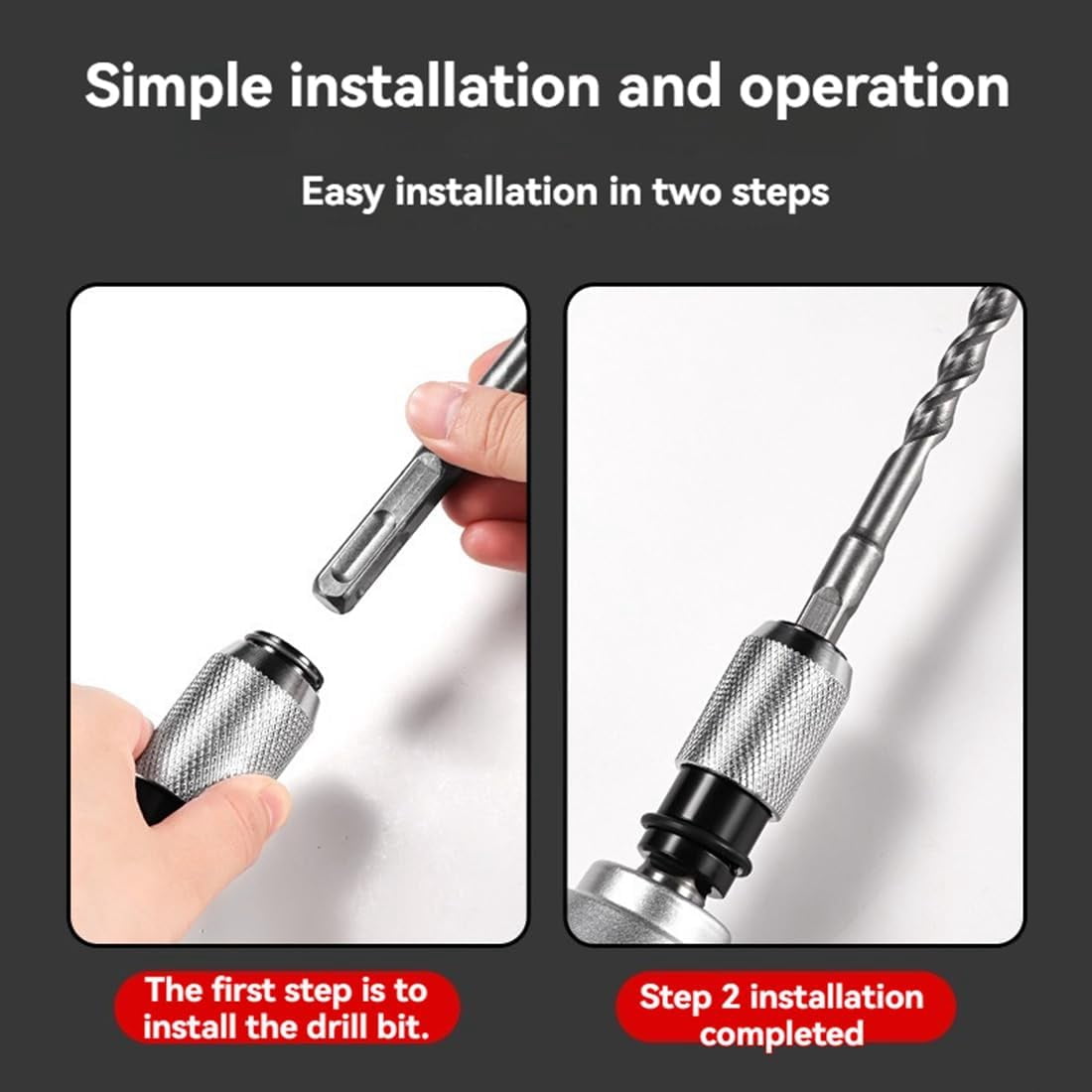 Rotary Hammer Adapter With Impact Drill Bits Set, Electric Hammer to Drill Converter, Versatile Hammer Adapter Set, Electric Wrench Adapter with 4 Hammer Bits for Tough Drilling Jobs (2pcs)