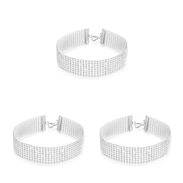 Maoww Women Multi-layer Necklace Crystal Choker Neck Chain Wedding Accessories 3Set