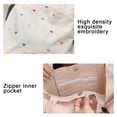 thumbnail image 3 of Bolso de mano de lona informal con estampado de corazones para mujer, bolso de mano de gran capacidad, bolso de hombro con bolsillos, bolsas de lona reutilizables para comestibles, 3 of 7