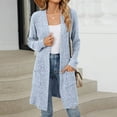 thumbnail image 7 of Womens Long Cardigans Cable Knitted Open Front Oversized Hooded Outerwear Sweater Coat Ndbuld Women's Fashion Brushed Stripe Long Sleeve Women's Cardigan Coat Gift for Adults Light Blue S, 7 of 7