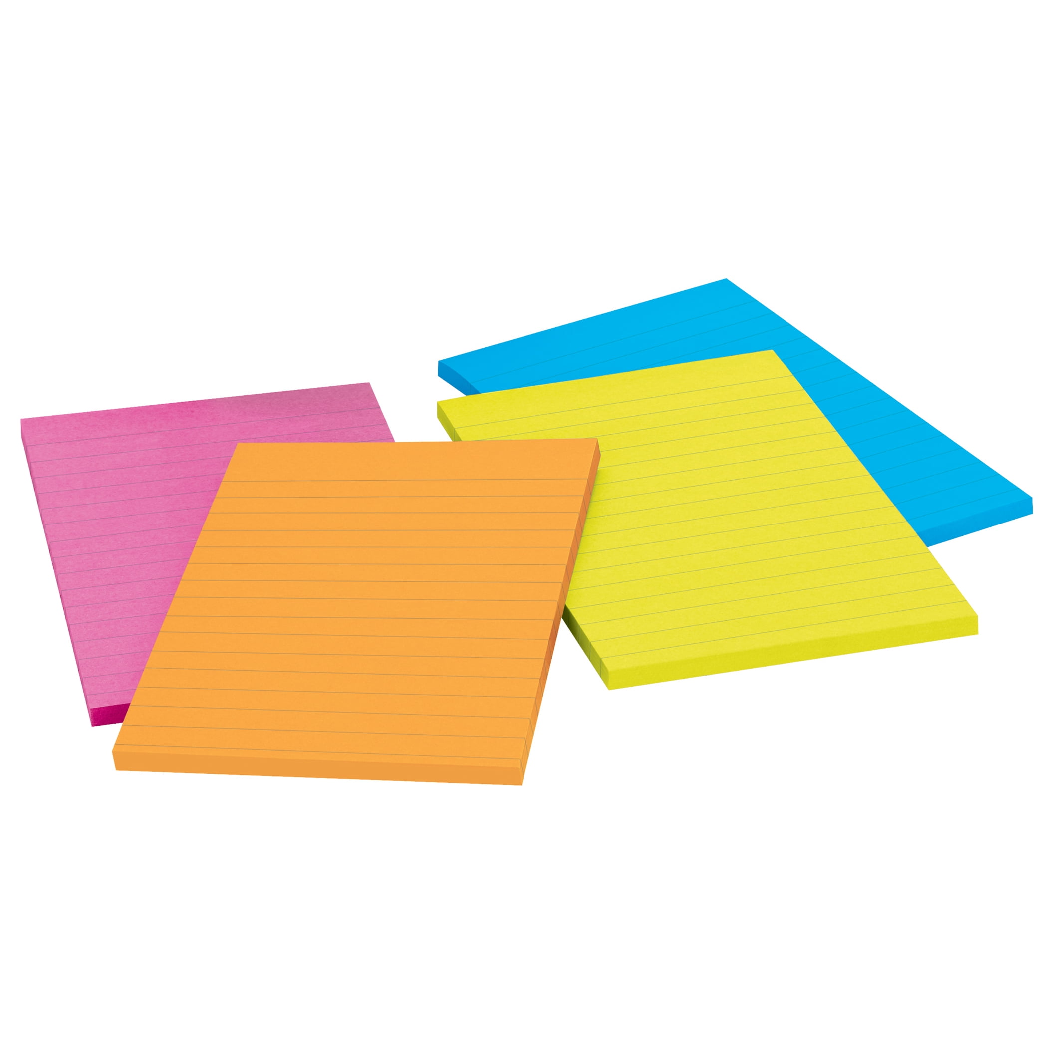 Post-it Super Sticky Notes, 4" x 6", Rio de Janeiro Collection, Lined, 4 Pads/Pack, 2 Packs