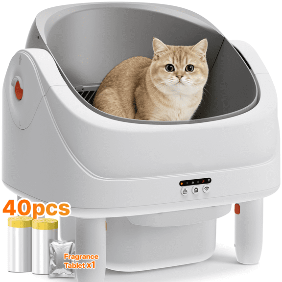 Self Cleaning Litter Box, Automatic Cat Litter Box w/ APP & Panel Control, Safety Sensor Protection, Open Top Litter Box,Odor Removal, 111 Large Capacity, Quiet Operation for Multiple Cats