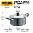 thumbnail image 3 of Futura Non Stick Pot With Stainless Steel Lid 5 Liters - Cook N Serve Stewpot | Cooking Pot With Lid, Black (NST50), 3 of 4