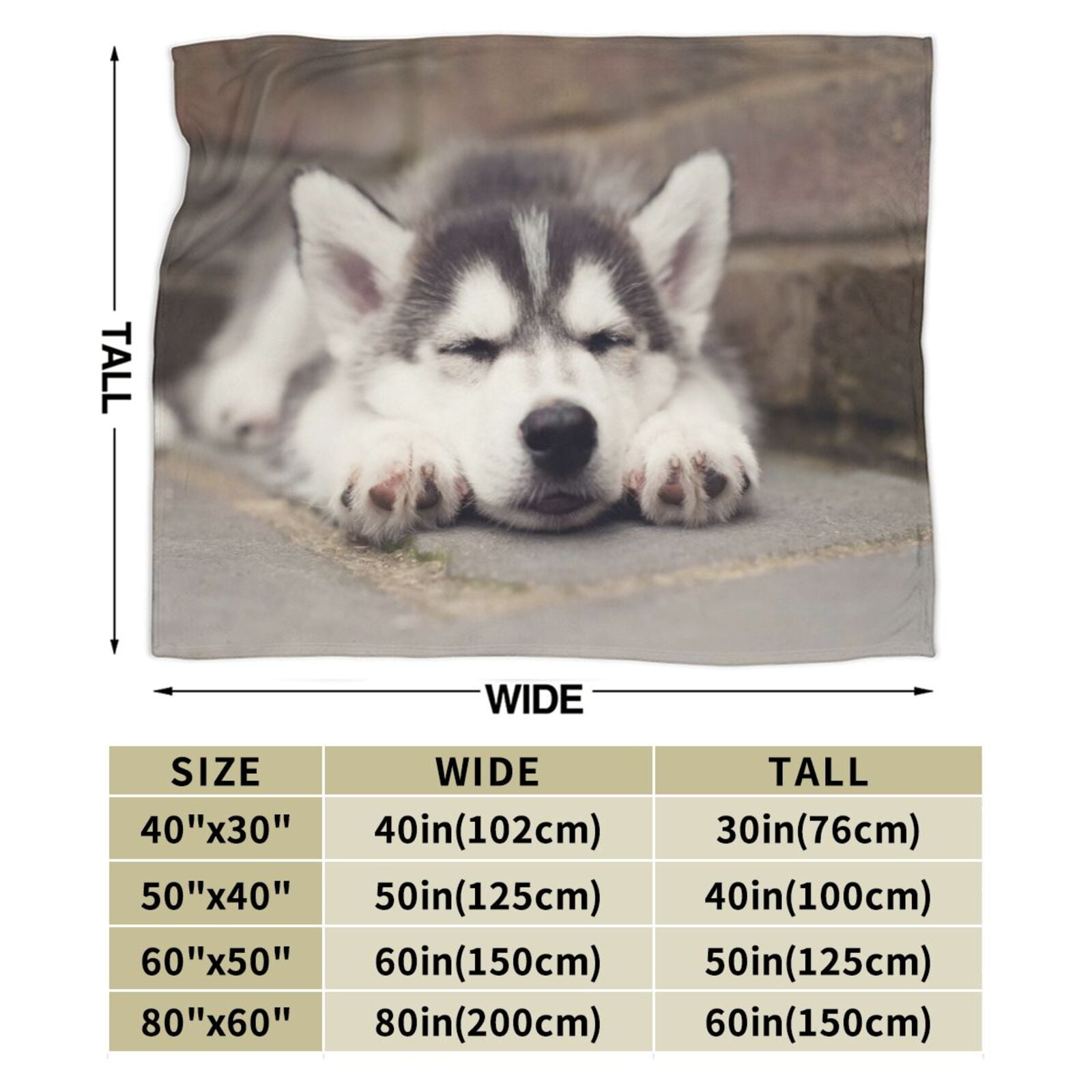 Wijzvio Husky Dog Throw Blanket Soft Fuzzy Fleece Blanket For Couch Bed Living Room Decoration 60"X50"