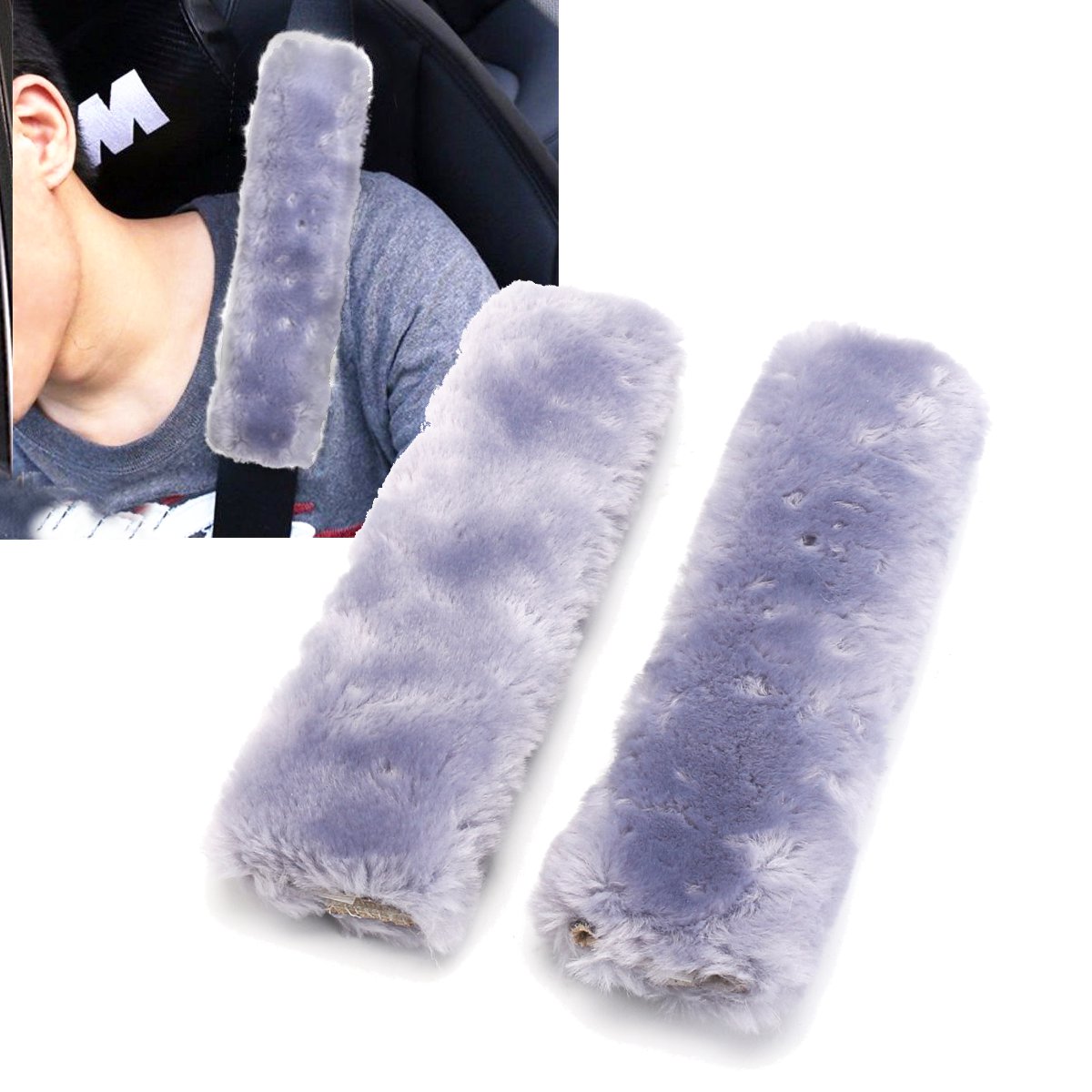 Aimeeli 2Pcs Soft Faux Sheepskin Seat Belt Shoulder Pad Seatbelt Pads