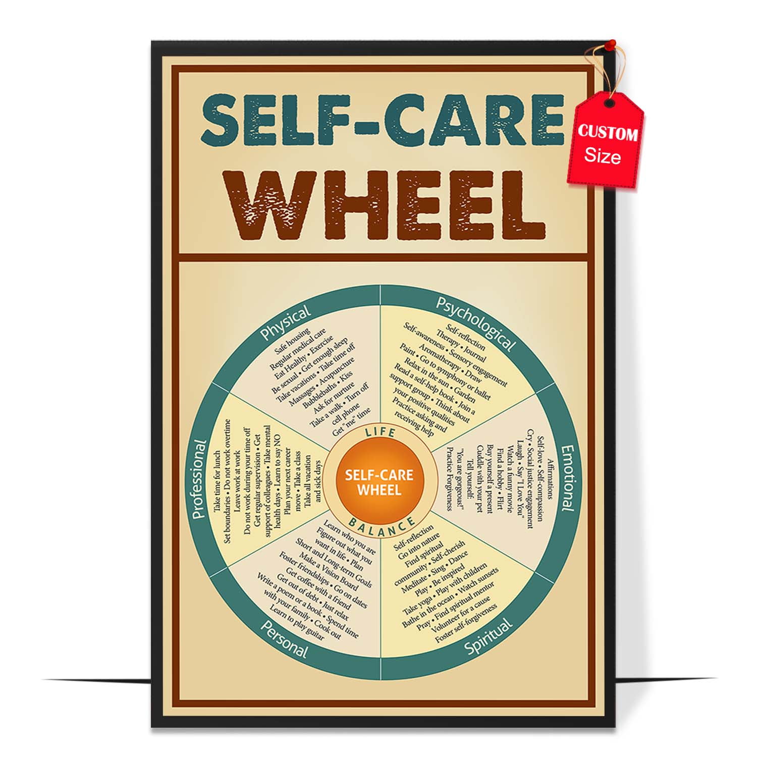 LOLUIS Self Care Wheel Poster, Vintage Mental Health Awareness Posters ...