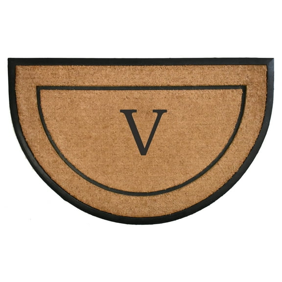 The General Half-Circle Monogram Doormat , 30" x 48", Letter V