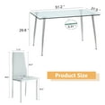 thumbnail image 3 of LUFTUT 5-Piece Kitchen Table and Chairs Set for 4, 51" Glass Dining Table with Chrome Legs, 4 Light Gray PU Leather Dining Chairs, Space-Saving for Apartment & Breakfast Nook, Easy Assembly, 3 of 10