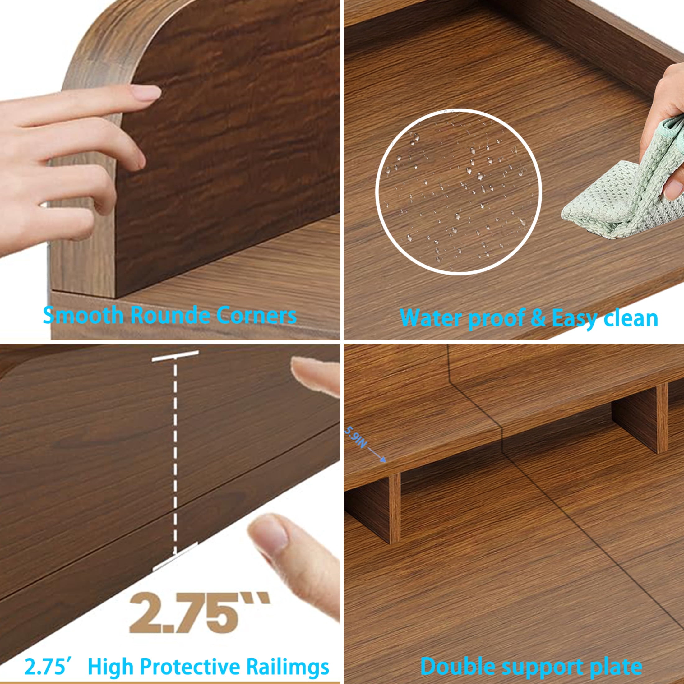 GDF Studio 54" Washer Dryer Countertop Organizer, Spacious Double Layer Wooden Laundry Shelf, Walnut