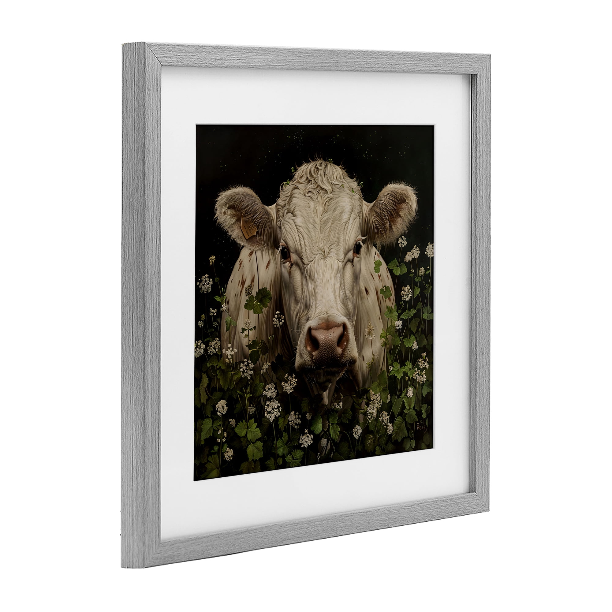 Stupell Industries Cow in the Green Meadow Gray Framed Print Under Glass, design by Creative Studio