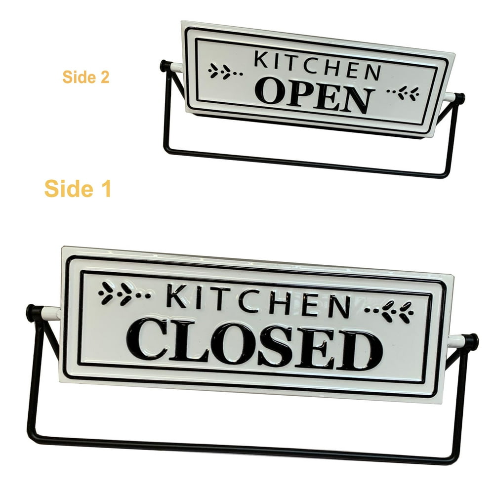 Parisloft Swivel Metal Tabletop Sign Decor with Embossed Words on 2 SidesKitchen Open/Closed