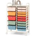 thumbnail image 7 of FASCK  15-Drawer Rolling Storage Cart, Mobile Utility Cart with Heavy-duty Frame & Lockable Wheels, Multipurpose Storage Organizer for Tools, Paper, Home, Office, School, Peach, 7 of 7