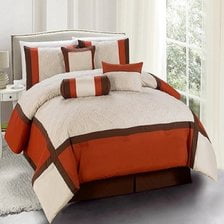 Legacy Decor 7 Pc Burnt Orange Brown And Beige Striped