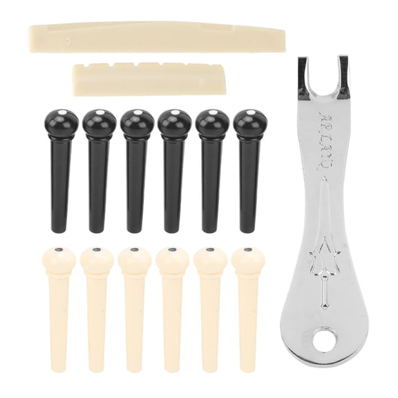 ANGGREK Acoustic Guitar Bridge Pins Puller Pulling Remover Extractor Tool with Guitar Saddle Nut and 12 Pack Guitar Bridge Pins