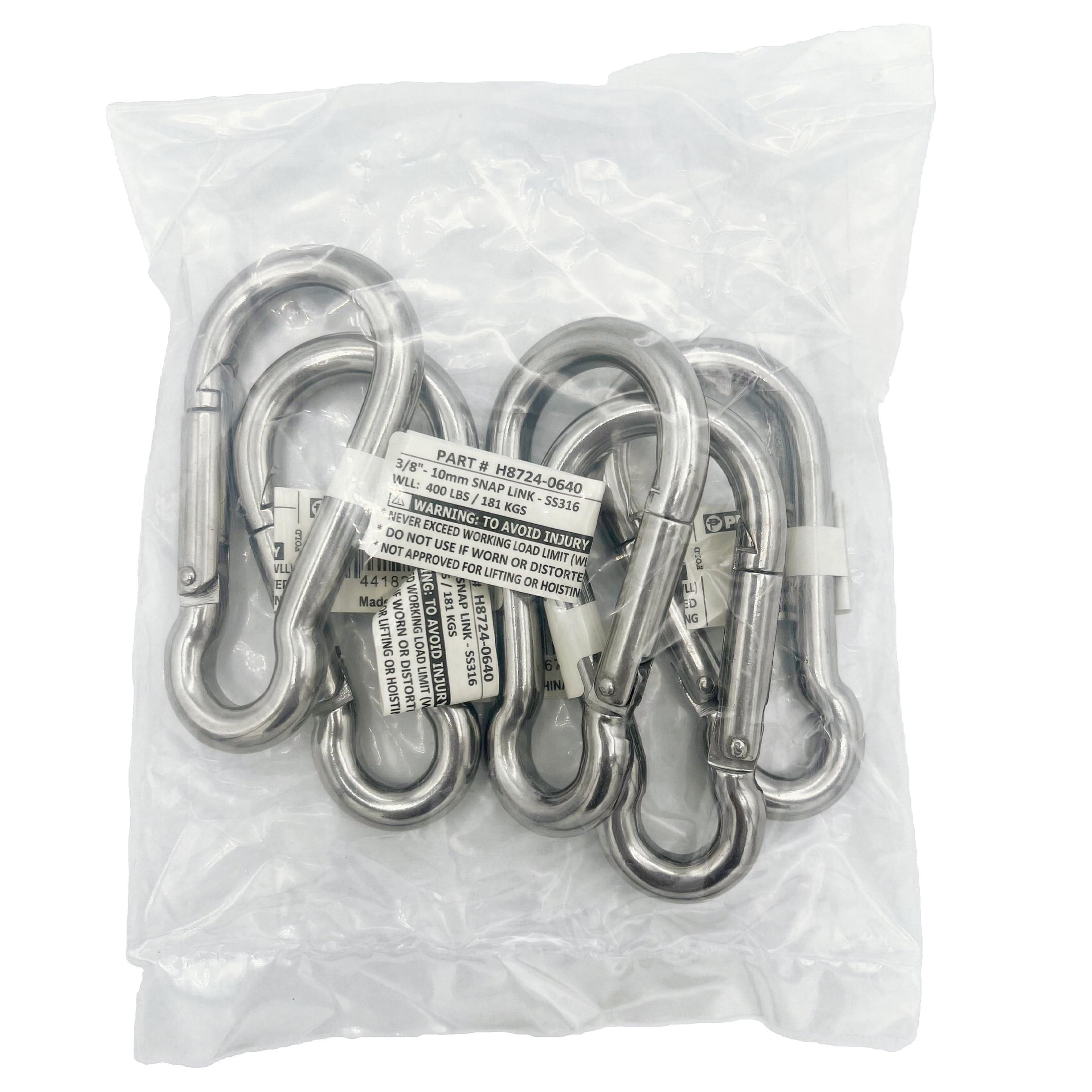 3/8" Stainless Steel Spring Link, 5 Pack, Peerless Chain, #H8724-0640