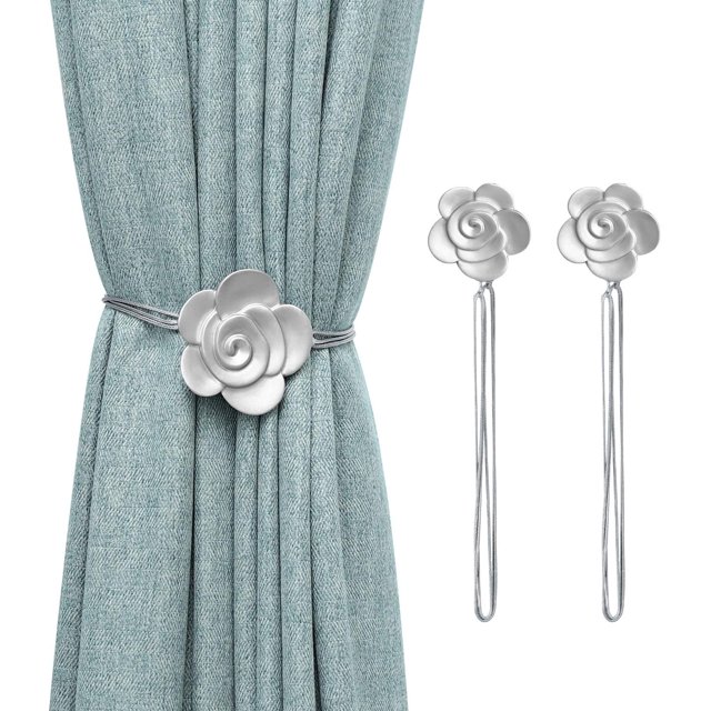 Alzapaños magnéticos para cortinas Sincero Camellia Paquete de 2 Clips decorativos de resina Hogar