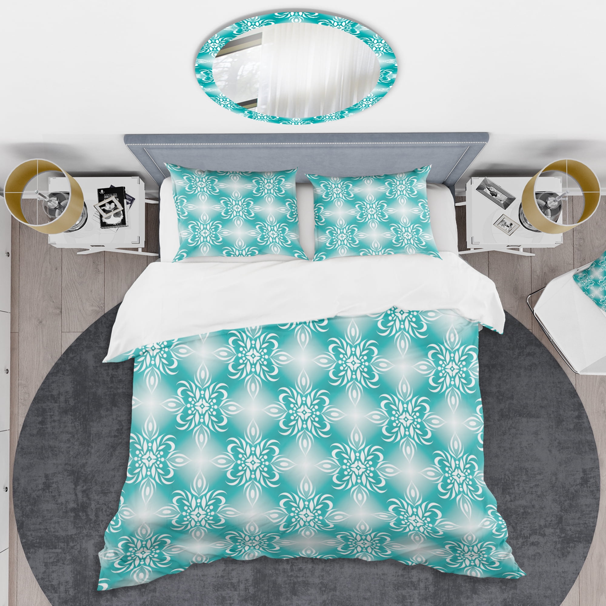 Designart 'Retro Turquoise Pattern' Mid-Century Modern Duvet Cover Set