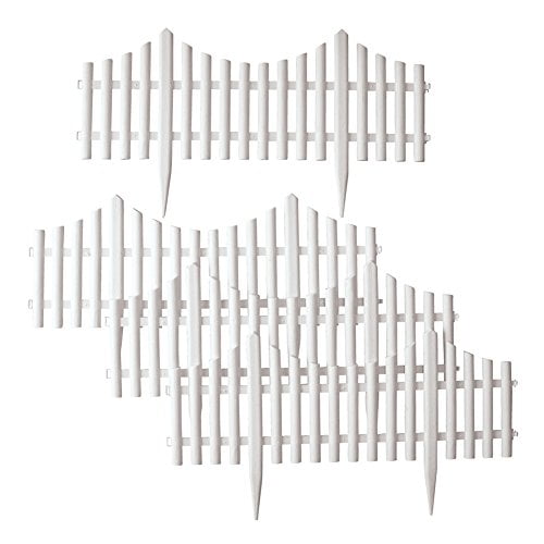 Flexible White Picket Fence Garden Border 4Pcs by Collections Etc