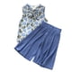 thumbnail image 1 of Gibobby Conjunto de sudadera para Niñas Conjunto de ropa de 2 uds, pantalones holgados de gasa, camiseta Floral sin mangas para Niñass pequeñas y bebés(Azul, 5-6 Años), 1 of 5