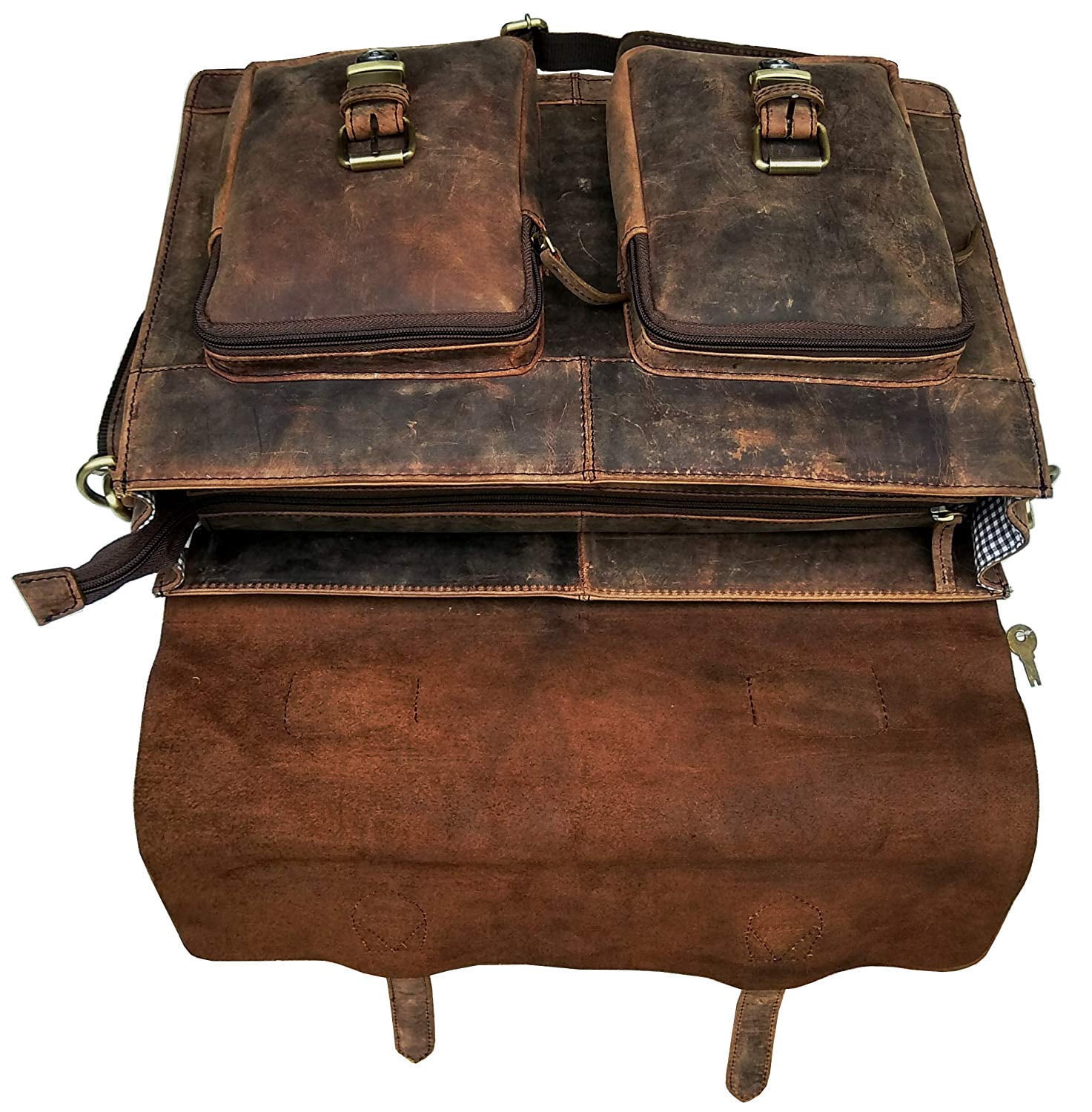 Cuero Retro Buffalo Hunter Leather Laptop Messenger Bag Office Briefcase Travel Bag (Rich Brown) 18 inch X 13 inch X 5 inch