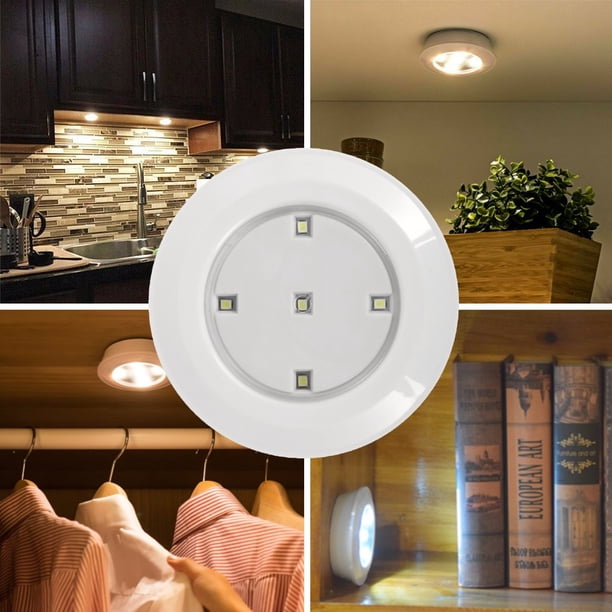 MEKKLEON Puck lumières avec télécommande Rechargeable, sans fil sous l'éclairage d'armoire,2000mAh à piles Tap Push Touch lumières (Wood color, 5 Pcs MEKKLEON Puck lumières avec télécommande Rechargeable, sans fil sous l'éclairage d'armoire,2000mAh à piles Tap Push Touch lumières (Wood color, 5 Pcs