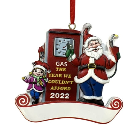 

2022 Gasoline Sign Resin Crafts Creative Santa Claus Refueling Christmas Tree Pendant Decoration Small Pendant Holiday Party Scene Decoration
