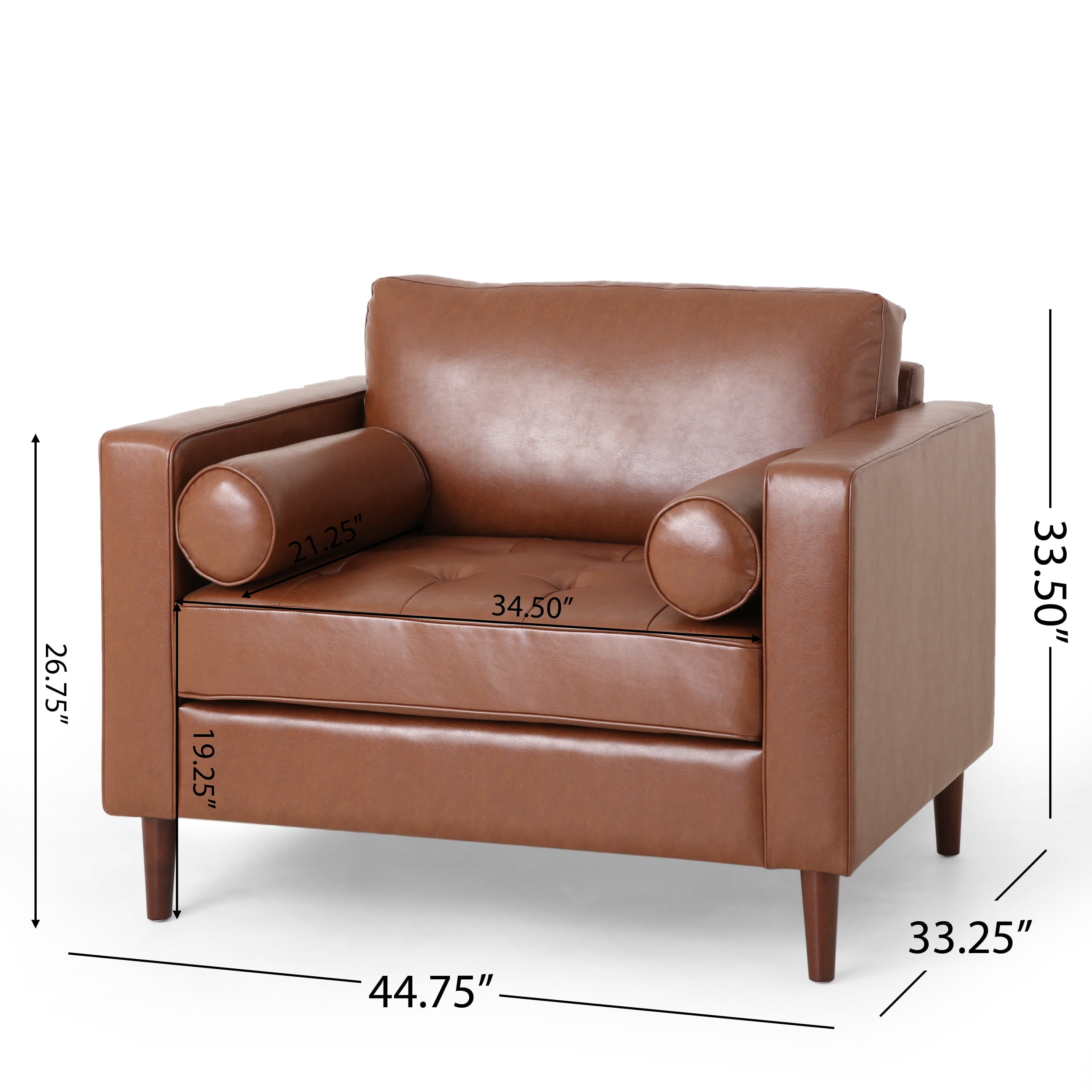 Noble House Portage Faux Leather Club Chair, Cognac Brown