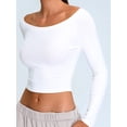 thumbnail image 5 of Women'S Long Sleeve Off the Shoulder Tops Going Out Cute Basic Y2K Fall Fashion 2026 Outfits Clothes White S, 5 of 9