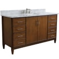 thumbnail image 3 of MCM 61" Rectangle Sink Vanity in Walnut/White Carrara Marble Stone, 3 of 11