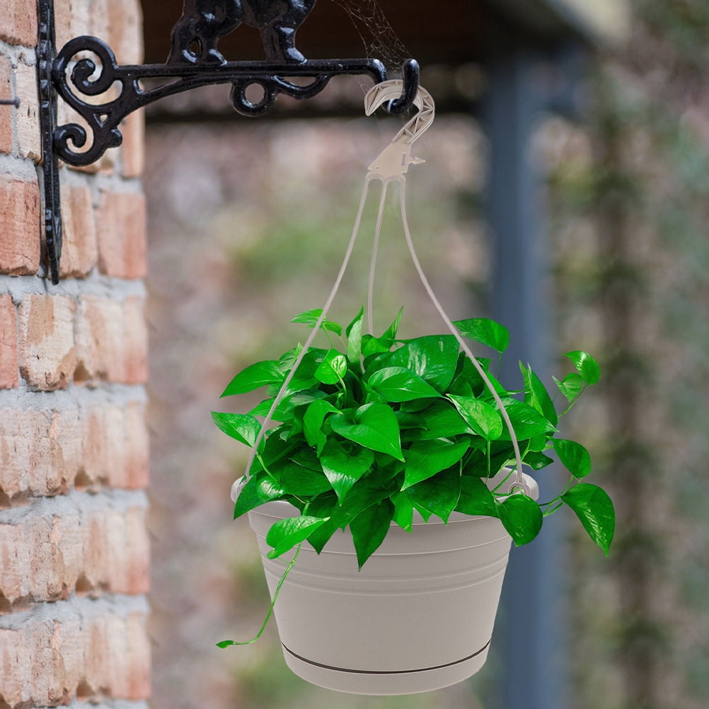 CTIRCHIU 4-Pack White Plastic Hanging Plant Buckets for Indoor and Outdoor Flower Pot Holders, Garden Decor