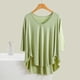 thumbnail image 1 of Blusa de pijama de manga larga para mujer, cuello en V, mangas 3/4, suelta, color liso, para estar en casa, blusa de pijama, blusa modal para mujer, 1 of 6