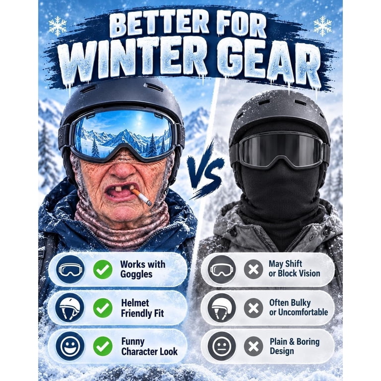 Trail Geezers Mask,Funny Realistic Old Man Ski Mask,3D Print Windproof ...