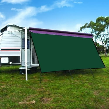 CAMWINGS RV Awning Privacy Screen Shade Panel Kit Sunblock Shade Drop 10 x 16ft, Dark Green