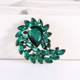 thumbnail image 1 of Broche de traje de hoja roja con diamantes de imitación en forma de marquesa, joyería en tono verde antiguo, 1 of 3