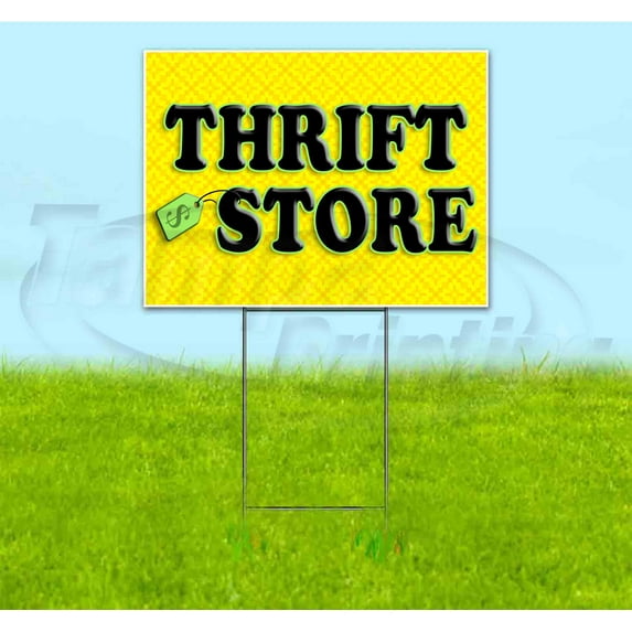 Thrift Store (18" x 24") Yard Sign, Includes Metal Step Stake