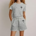 thumbnail image 2 of Toddler Girls Outfit Sets Summer Coconut Tree Printing Round Neck T-Shirt And Shorts Set Kids Girls Comfort Playwear School Outdoor Activities Outfit Sets，2 Piece，4 -5 Years, 2 of 7