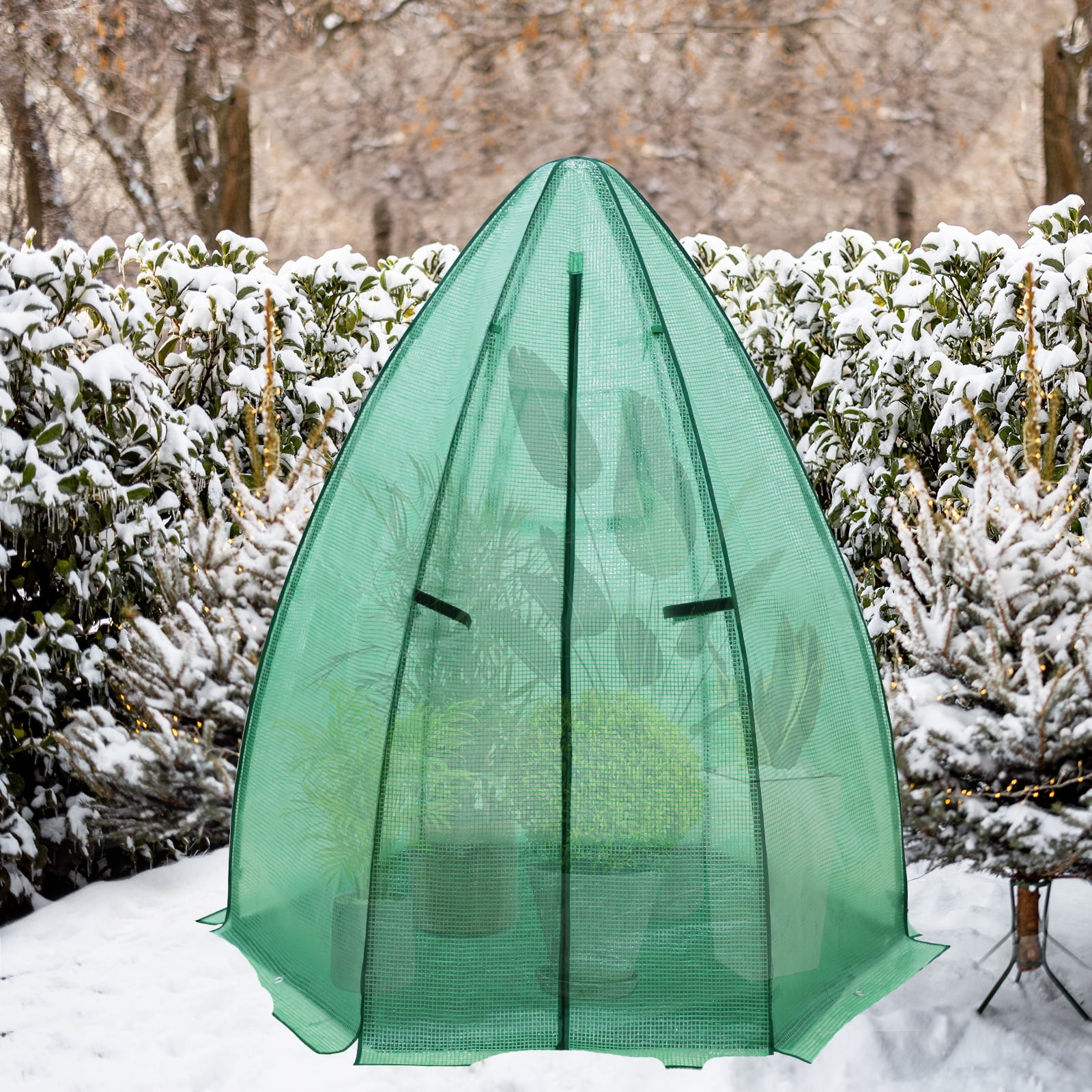 EAGLE PEAK 63'' x 63'' x 72'' Portable Mini Hexagon Greenhouse with PE Cover, Roll-up Zippered Door & Mesh Windows, Ground Mat, Green