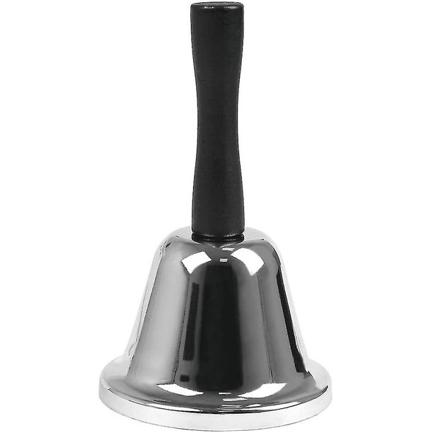 Campana de mano de acero inoxidable, campana de recepción de anillo de campana de servicio, para restaurante, barra de cocina de hotel y uso clásico de conserjería (1 unidad, plateado)